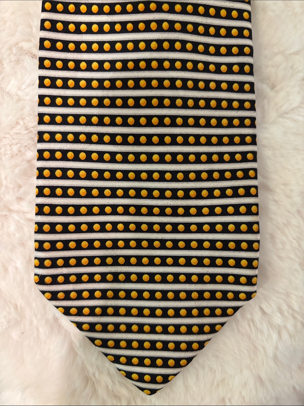 Mossimo Supply Co. Black Tie with Yellow Dot and White Stripe Pattern